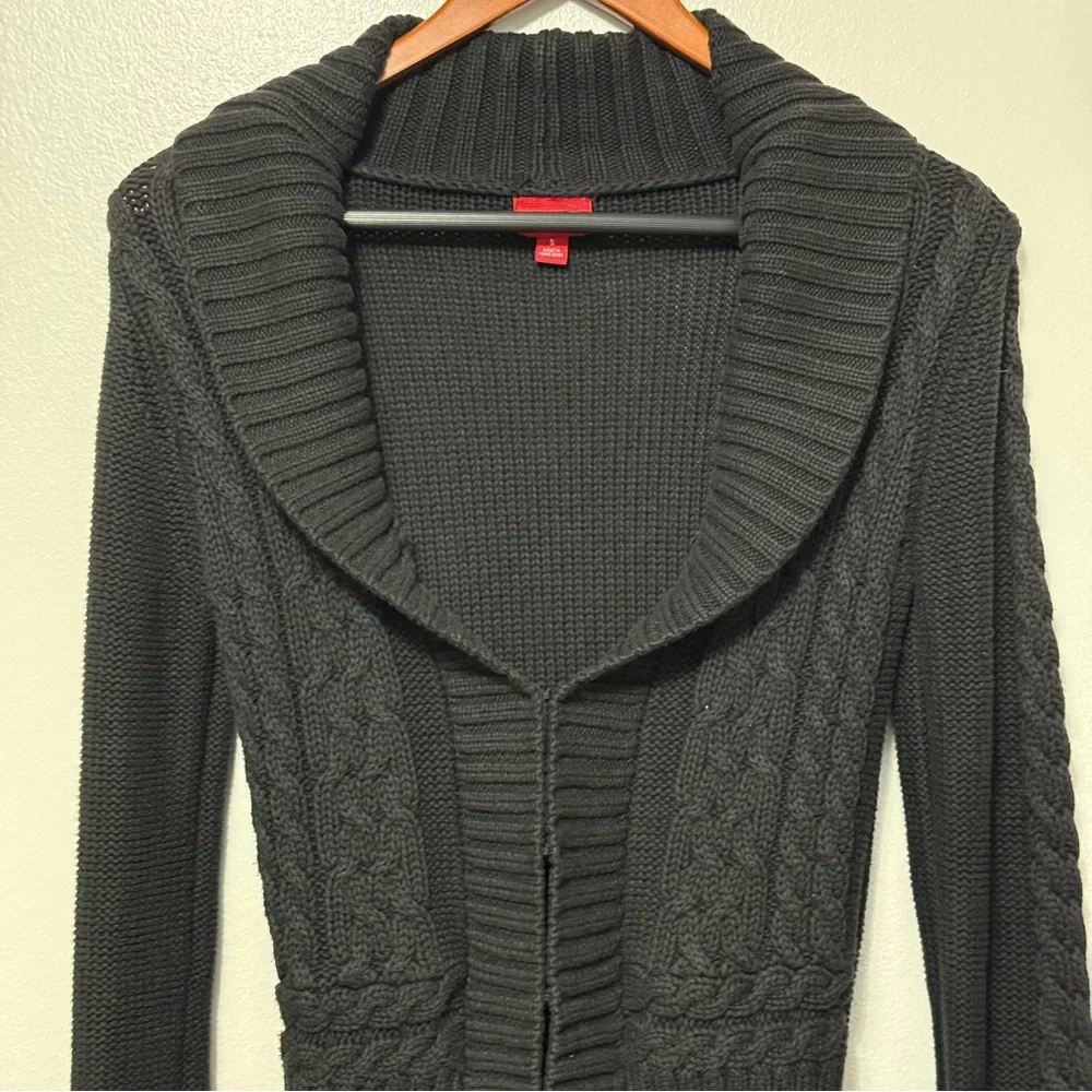 Mossimo Supply Co Cable Knit Sweater Cardigan Chunky Women’s Small Black Shawl
